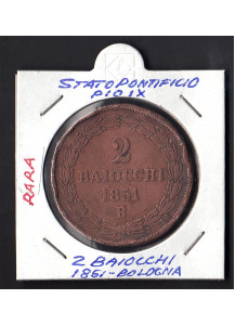 1851 PIO IX 2 Baiocchi Rame  Bologna MB